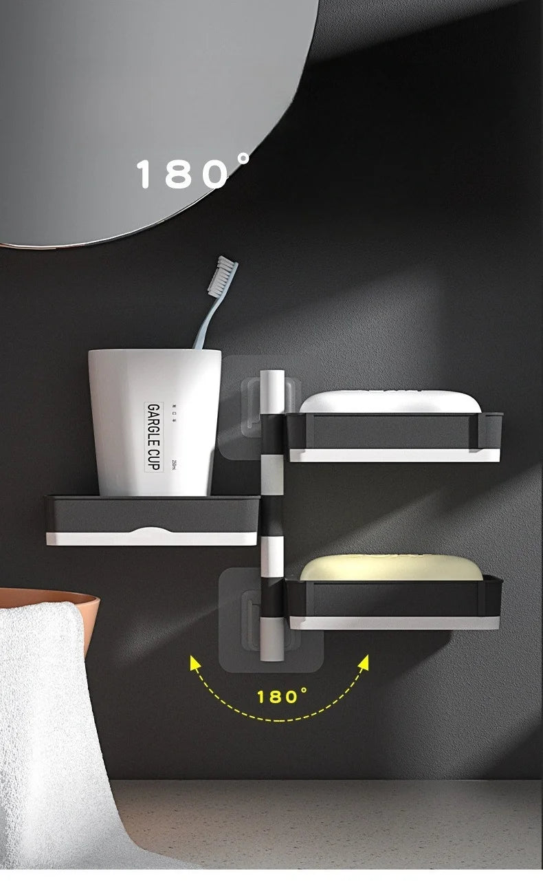 Wall Mounted Rotating Soap Dish – 4-Tier Drain Storage Rack Soap Dish Rack Axl 3 floors