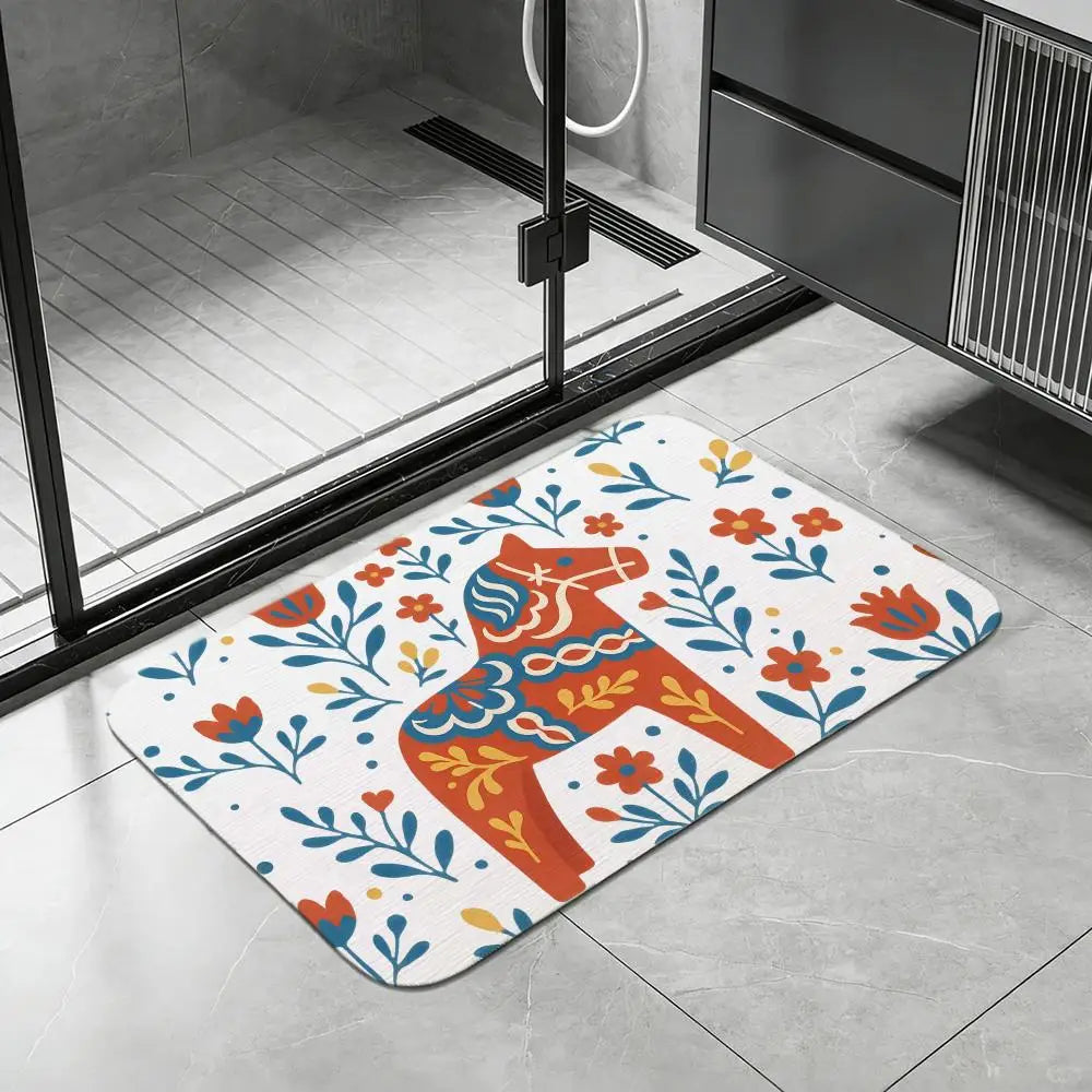Swedish Dala Diatomite Bath Mat – Quick-Dry Non-Slip Floor Mat Diatomite Bath Mat Axl White10 50x80cm