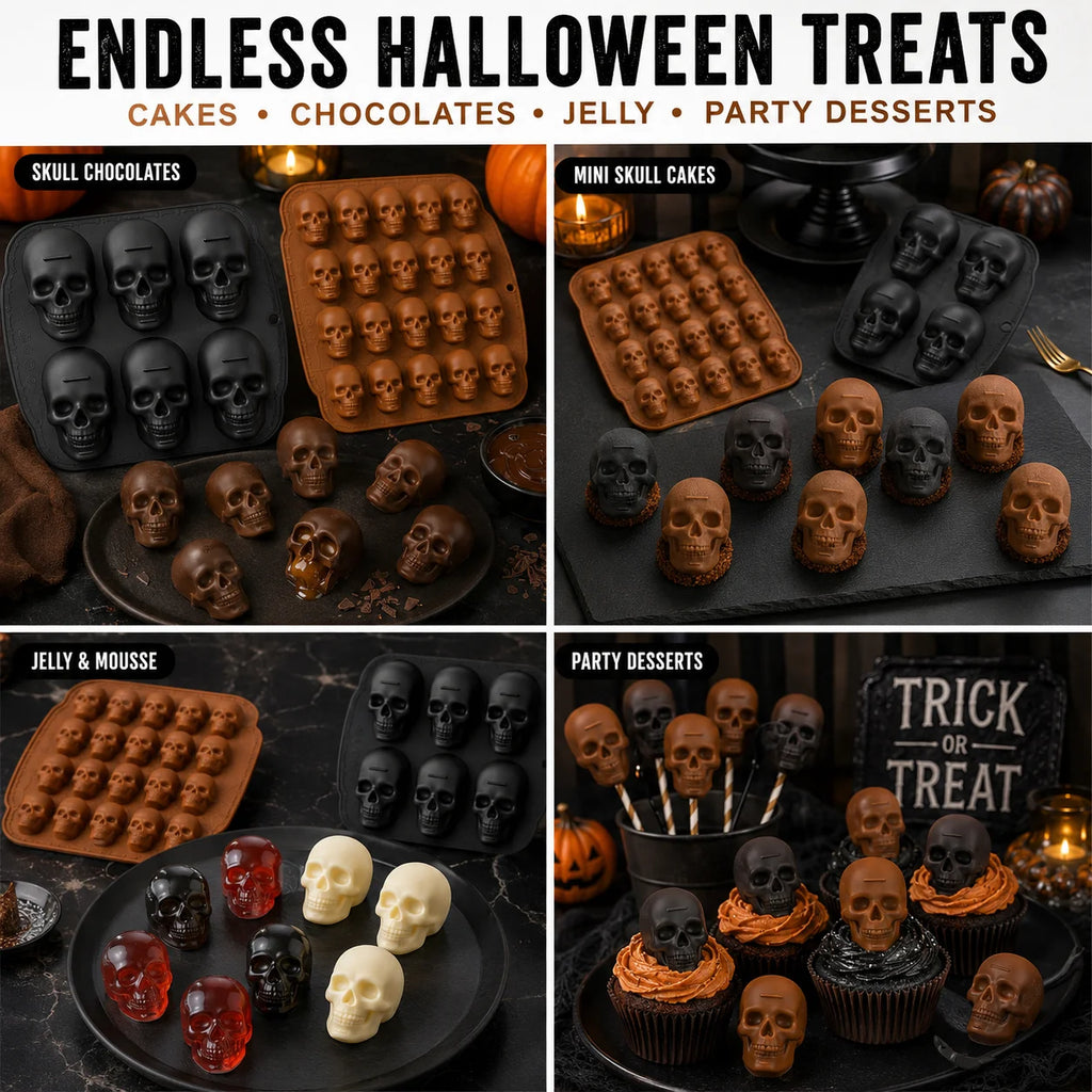 Skull Silicone Mold 6 & 20 Cavity – Halloween Baking Pan Silicone Baking Mold Axl