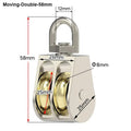 Zinc Alloy Moving Pulley Single & Double Sheave 43/58/86mm Metal Sheave Pulley Axl 58mm Double