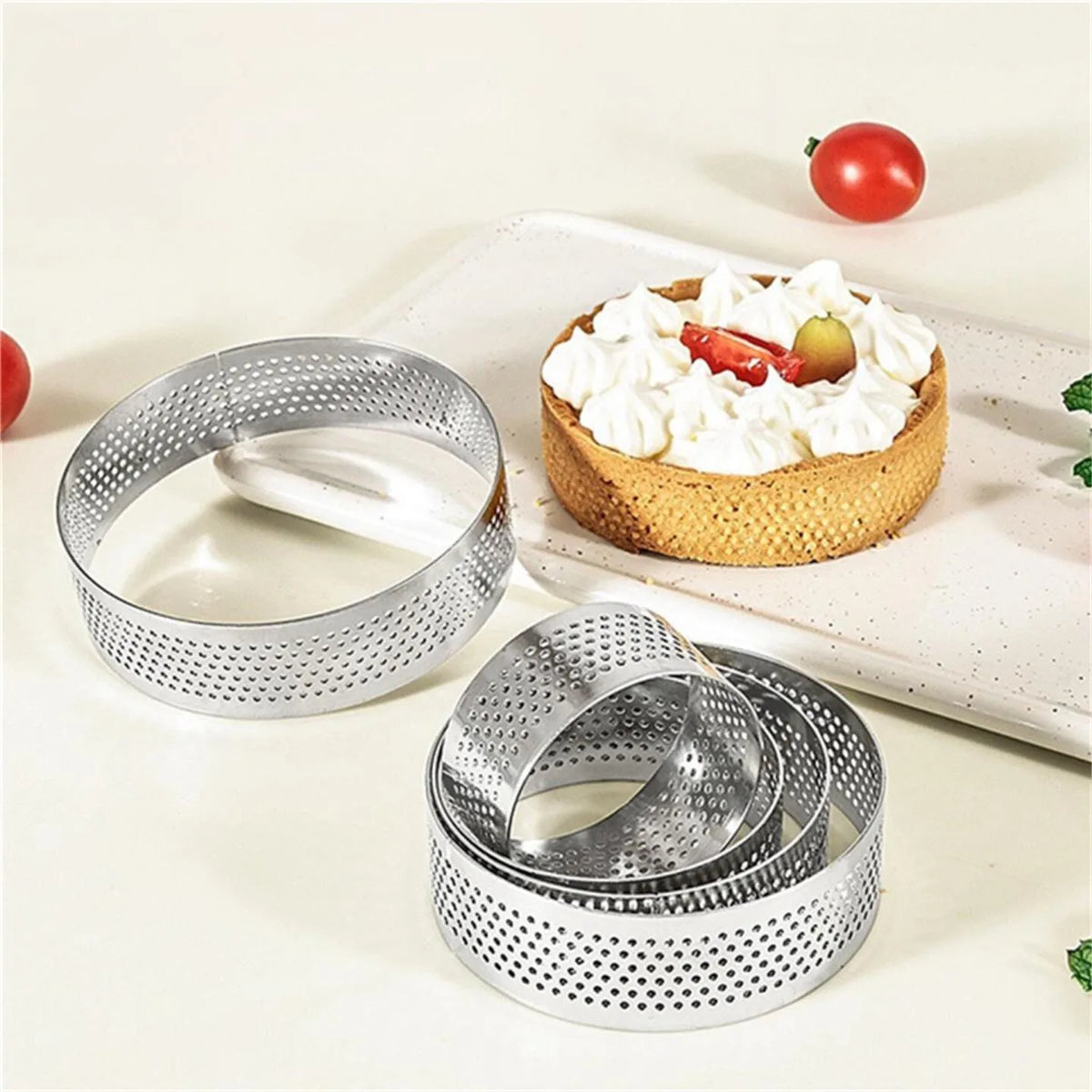 Perforated Stainless Steel Tart Ring | French Flan Baking Mold Tart Baking Mold Axl