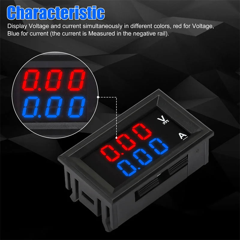 DC 0-100V 10A Digital Voltmeter Ammeter Dual LED Panel Gauge Digital Panel Meter Axl