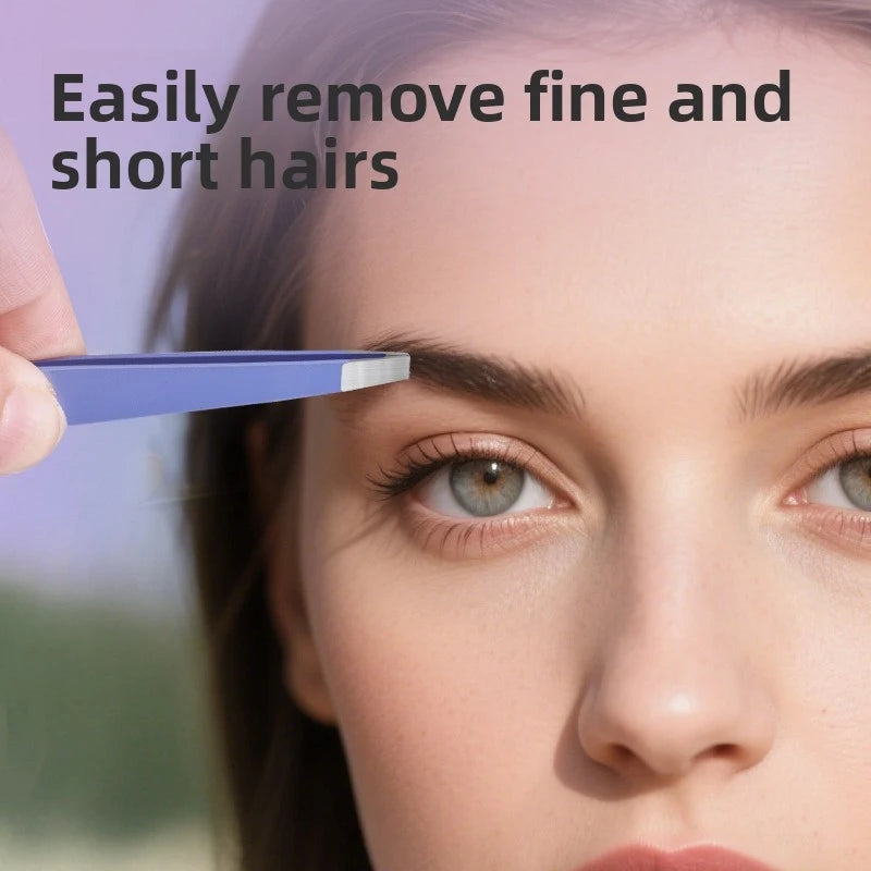 Stainless Steel Eyebrow Tweezers & Scissors Kit – Slant & Flat Eyebrow Tweezer Kit Axl