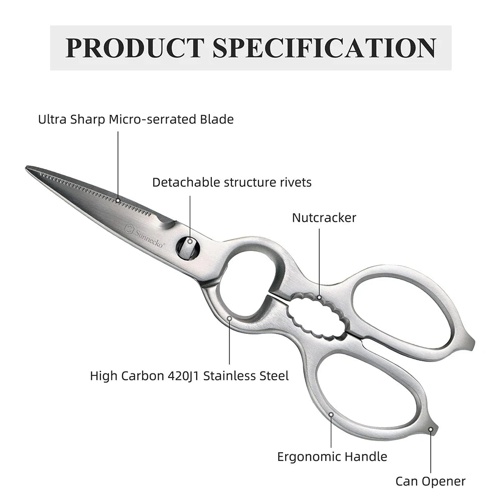 Sunnecko Ultra Sharp Kitchen Shears – Stainless Steel Scissors Kitchen Shears Axl