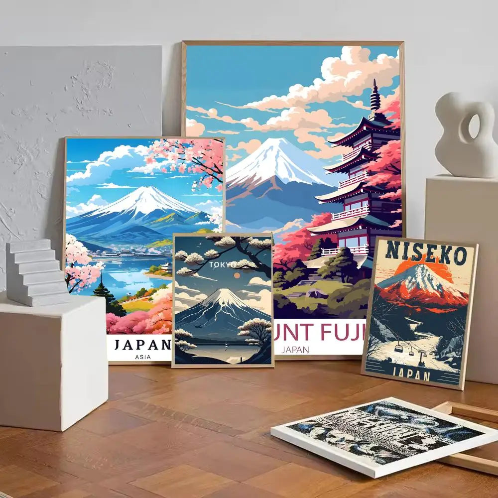 Japanese Mount Fuji Wall Art Poster Sticker – HD Print Decor Wall Art Sticker Axl