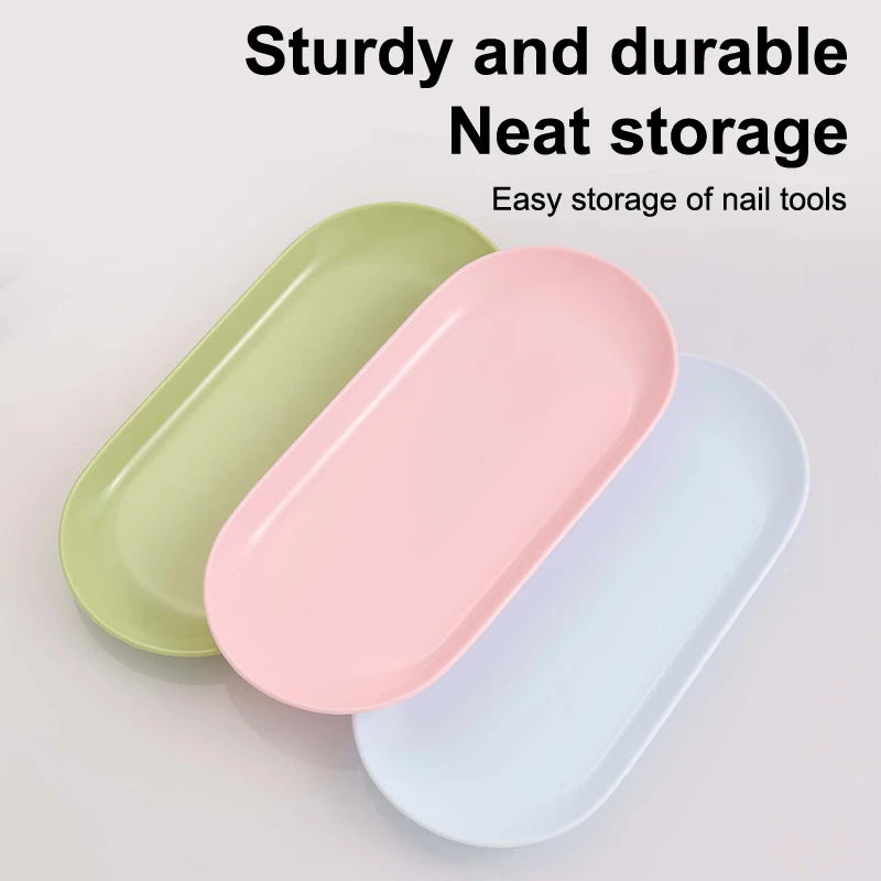 Oval Plastic Nail Art Tool Tray – Manicure Organiser Nail Art Tray Axl