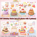 Colorful Birthday Cake Greeting Cards with Envelopes Set Greeting Card Set Axl S67 series 8pcs
