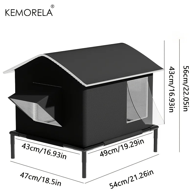 KEMORELA Elevated Pet House-Bed with Cooling Pads | Indoor/Outdoor Elevated Pet Bed Axl