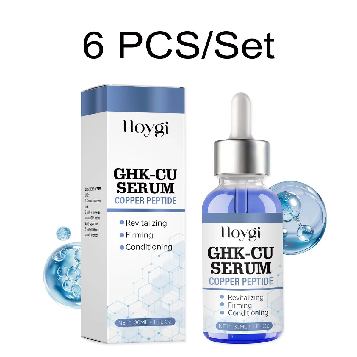 Copper Peptide Face Serum GHK-Cu 30ml – Firming & Moisturizing Face Serum Axl 6 PCS