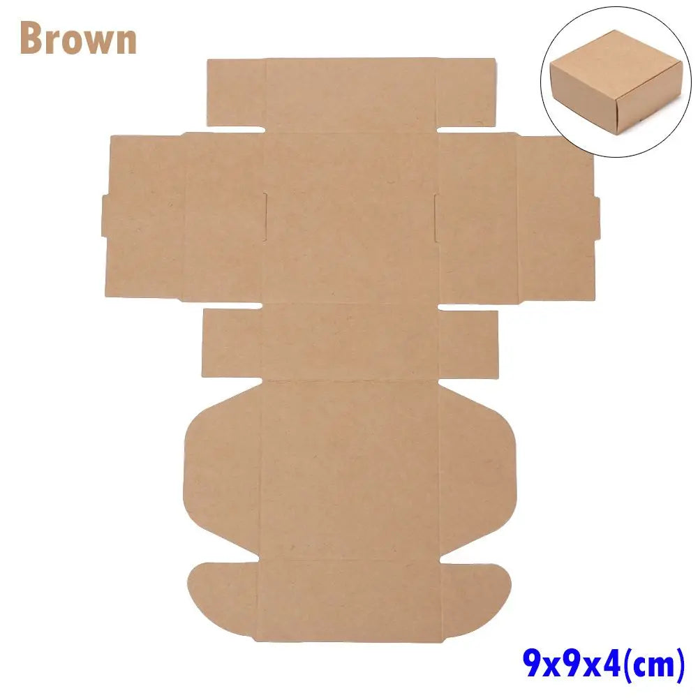 10-Pack Kraft Paper Gift Boxes – 9 Sizes Brown White Black Gift Packaging Boxes Axl brown-9x9x4cm