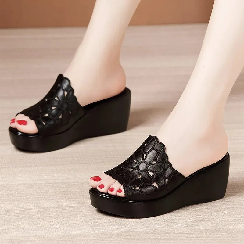 Women's Open Toe Wedge Platform Sandals – 6CM Hollow-Out Wedge Platform Sandals Axl