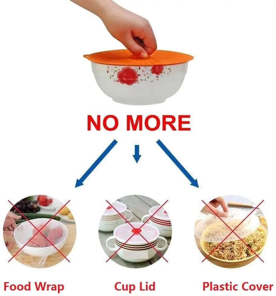 5-Pack Silicone Stretch Lids – Reusable Food Covers 5 Sizes Silicone Food Lids Axl
