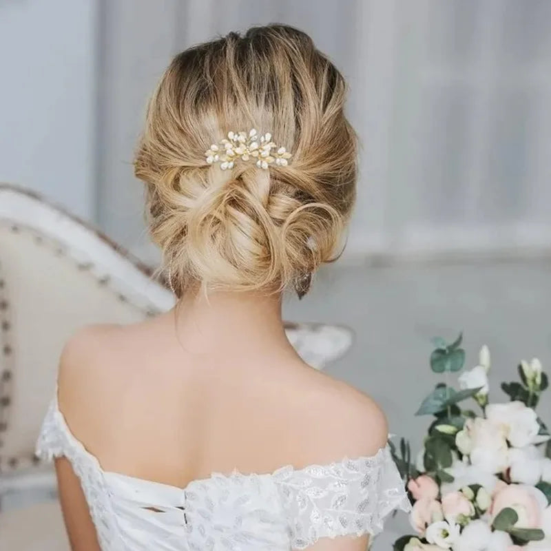 Pearl Bridal Hair Comb – Gold Leaf Wedding Headpiece Bridal Hair Comb Axl