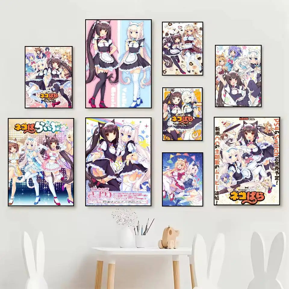 Anime Maid Girl HD Poster – Self-Adhesive Waterproof PVC Wall Art Wall Art Poster Axl