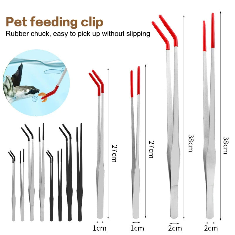Reptile Feeding Tongs – Stainless Steel & Rubber Tip Pet Tweezers Reptile Feeding Tongs Axl