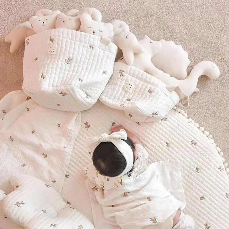 Cute Bear Embroidery Baby Diaper Bag & Storage Basket Baby Storage Organizer Axl