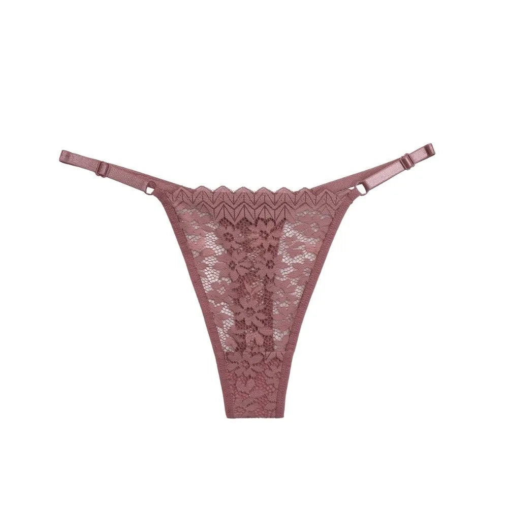 Women's Low-Rise Lace Thong Panties – Soft Traceless Briefs Lace Thong Panties Axl Coffee M 1pc-1pc-