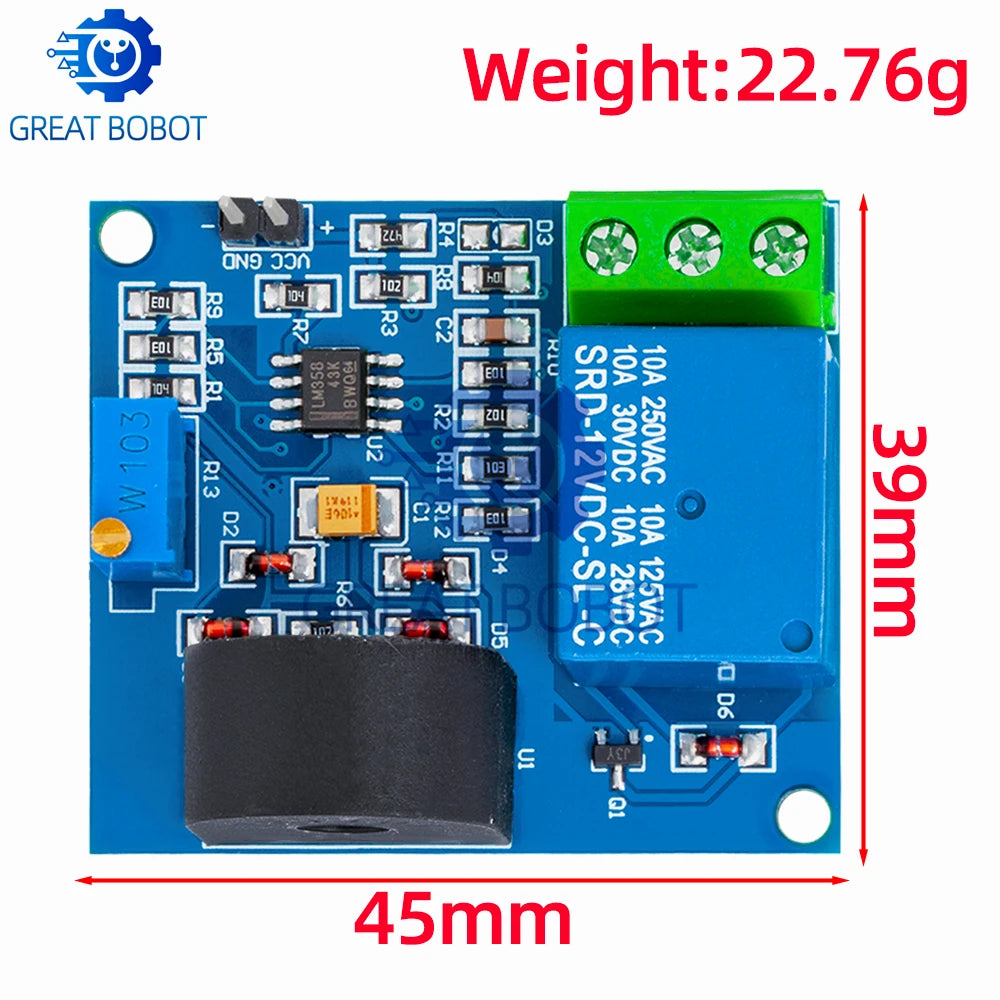 DC 12V AC Current Detection Sensor Module – 5A Overcurrent Switch Current Sensor Module Axl