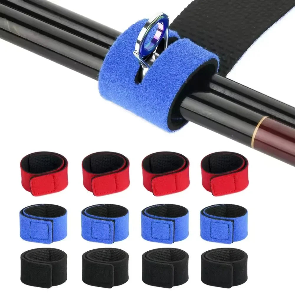 4-Pack Rubber Fishing Rod Tie Straps – Elastic Wrap Bands Fishing Rod Straps Axl