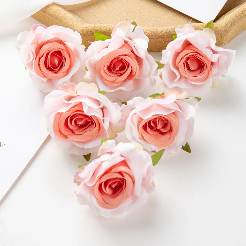 Silk Artificial Rose Heads 5/10 Pcs – Wedding & Home Decor Artificial Silk Flowers Axl color 9 5pcs