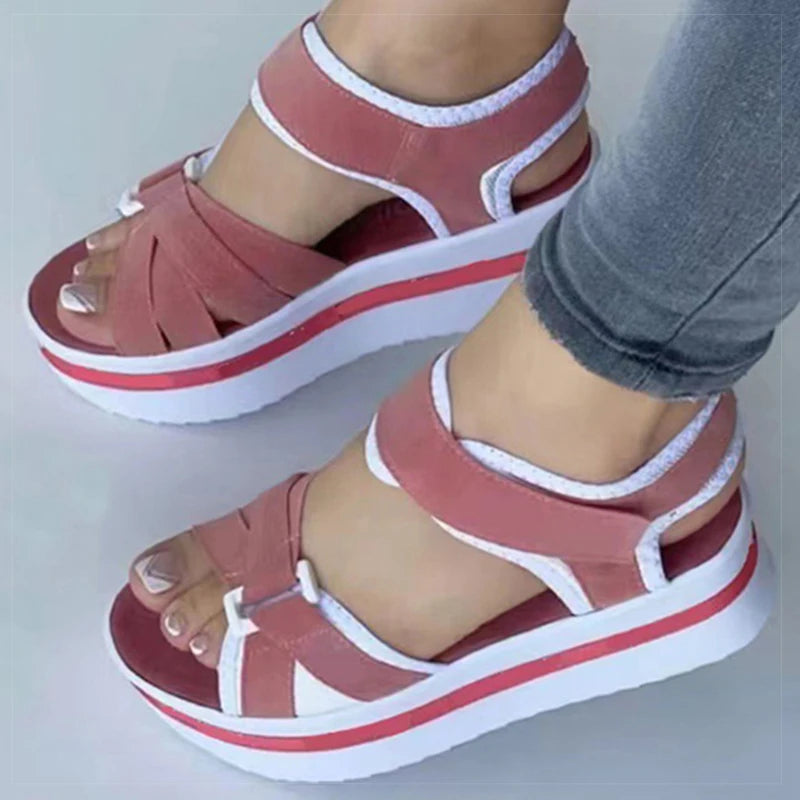 HAJINK Women's Mix Color Wedge Platform Sandals – Summer Women's Wedge Sandals Axl pink 39
