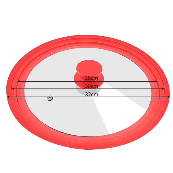 Universal Silicone Glass Lid for Pans & Skillets 16–32cm | PGY Cookware Lid Axl Red 28-30-32cm