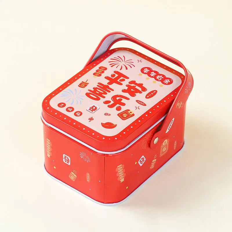 Vintage Tin Candy Box with Handle – Metal Storage Container Tin Storage Box Axl 10.5x8x6.3cm A9