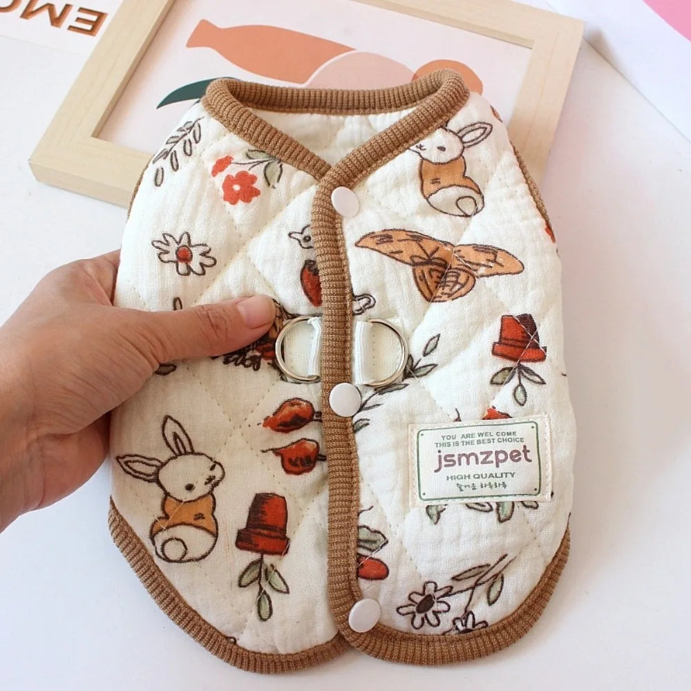 Rabbit Print Winter Dog Coat – Warm Velvet Puppy Jacket Dog Coat Axl S Rabbit