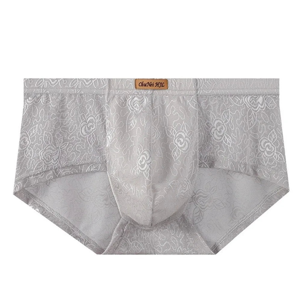 Men's Ice Silk Mesh Briefs – Ultra-Thin Lace Underwear L–4XL Men's Briefs Axl Grey 4XL