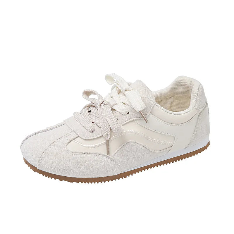 Women's Retro Patchwork Suede Sneakers – Casual Flat Shoes Casual Flat Sneakers Axl beige 39