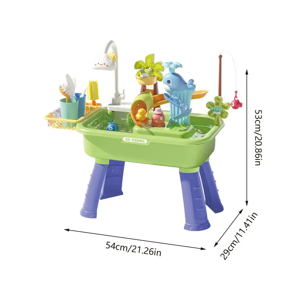 Kids Water Activity Table with Running Water & 43 Accessories Kids Water Play Table Axl Green