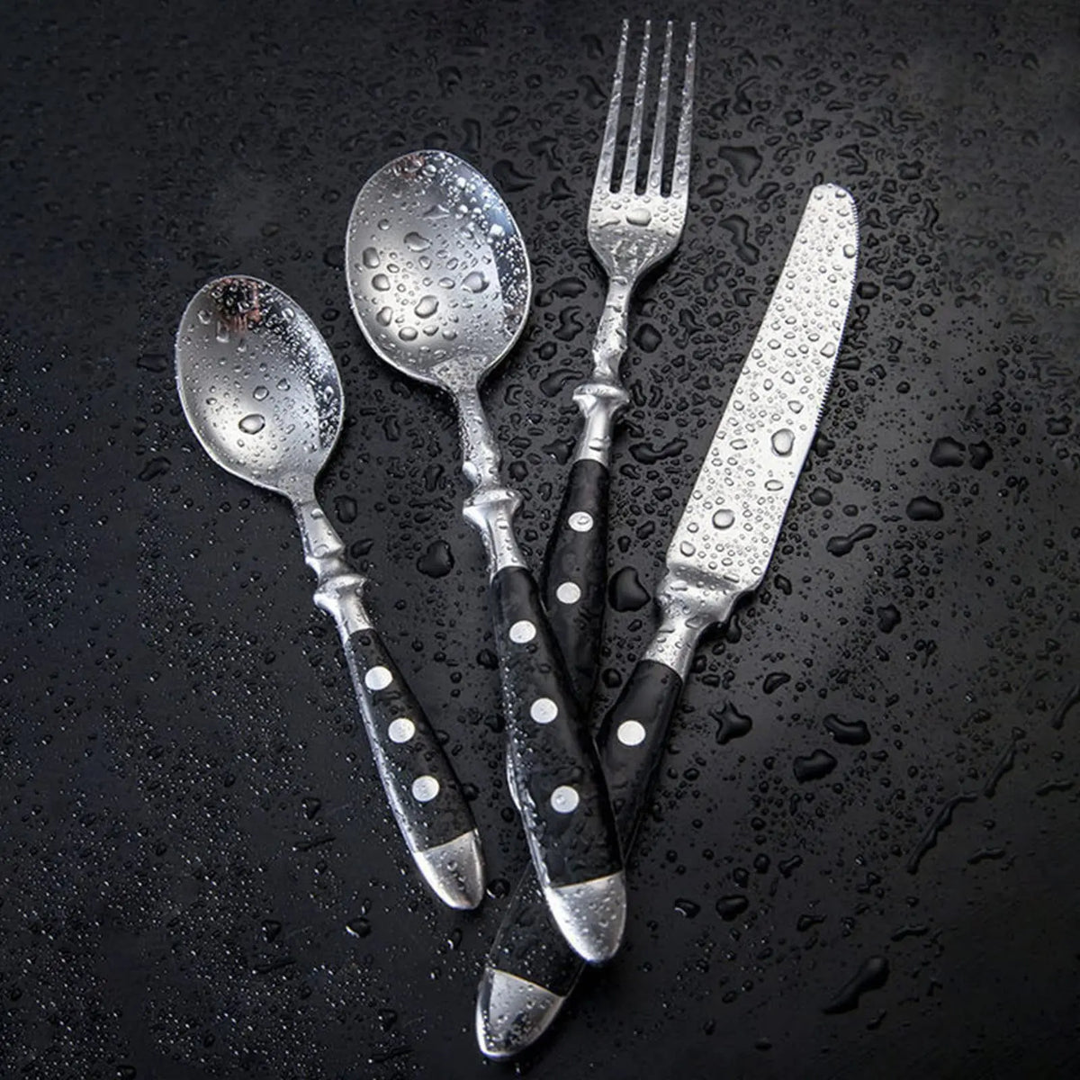 Western Stainless Steel Cutlery Set – Knives, Forks & Spoons Flatware Cutlery Set Axl