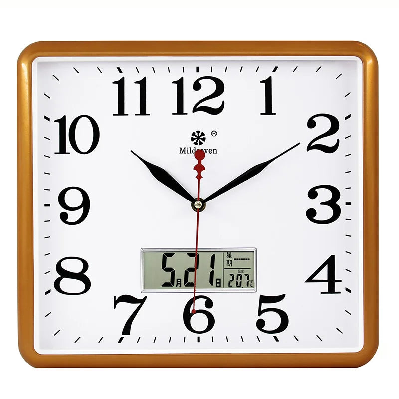 Square Silent Quartz Wall Clock with Calendar – 33cm Home Decor Wall Clock Axl