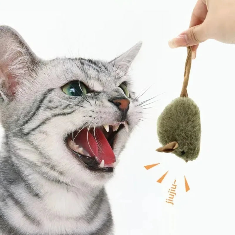 Interactive Chirping Plush Mouse Cat Toy – Bite-Resistant Kitten Interactive Cat Toy Axl