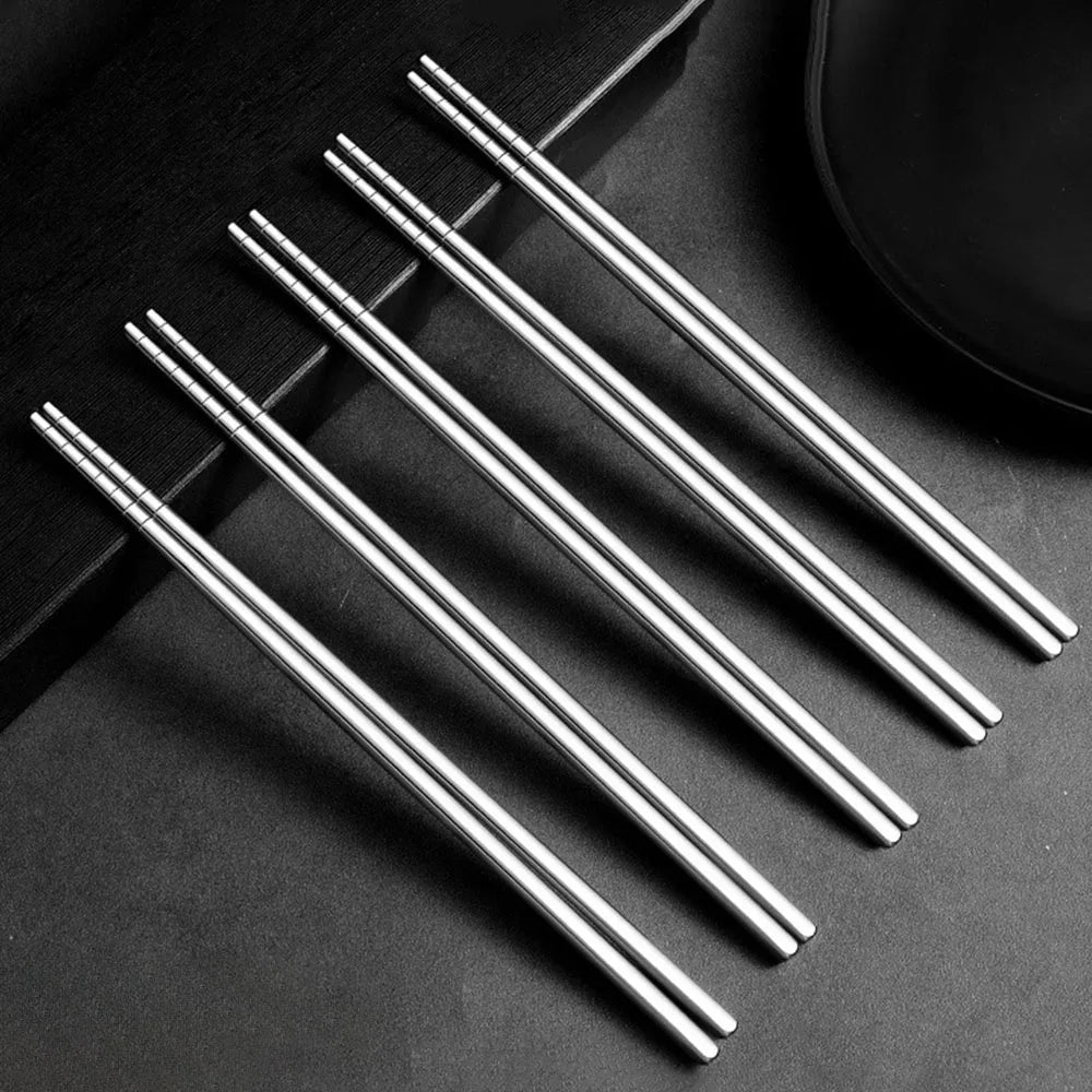 Stainless Steel Chopsticks Set – Non-Slip Reusable Cutlery Chopstick Cutlery Set Axl
