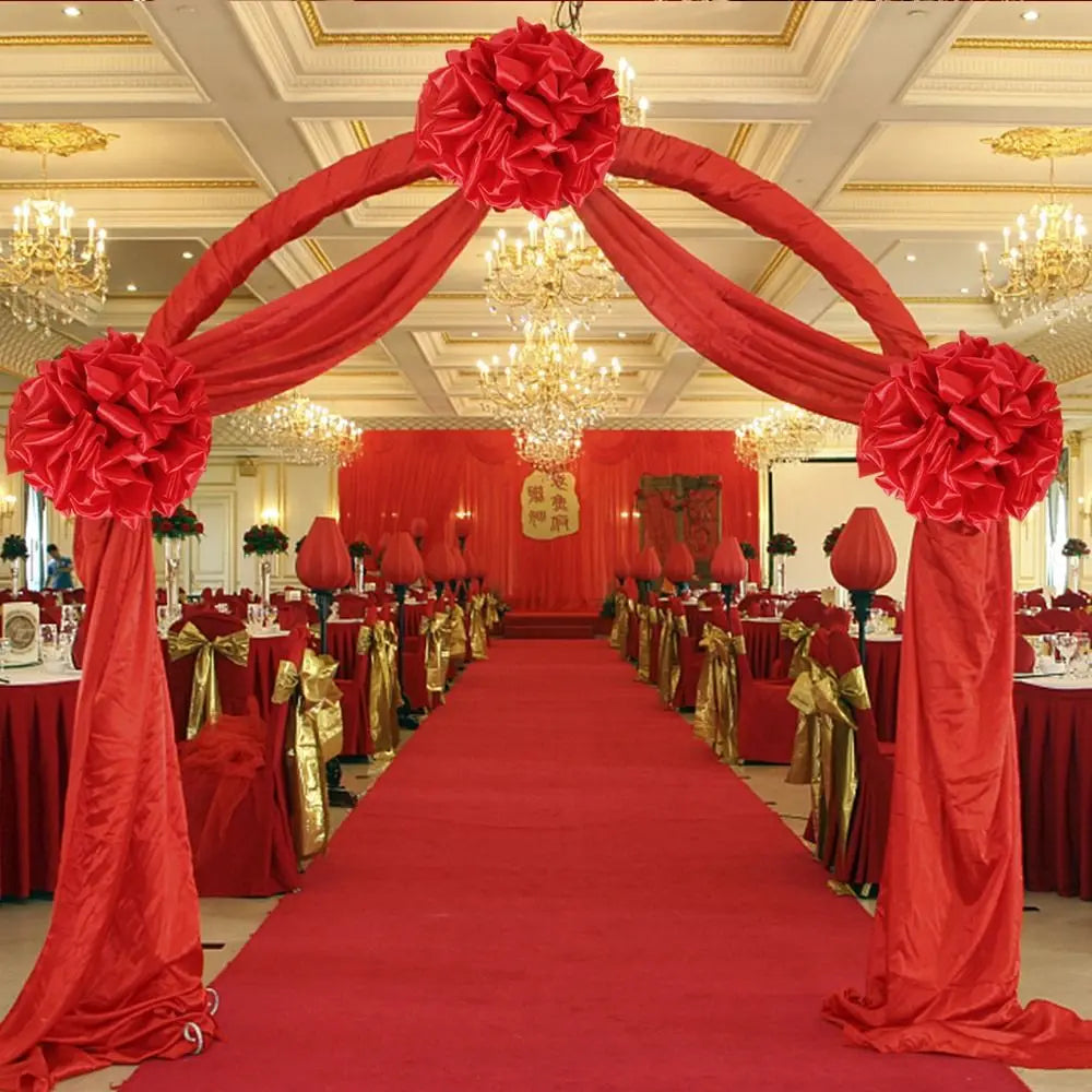 Red Satin Flower Ball with Ribbon – Wedding & Ceremony Decor Ceremony Flower Ball Axl