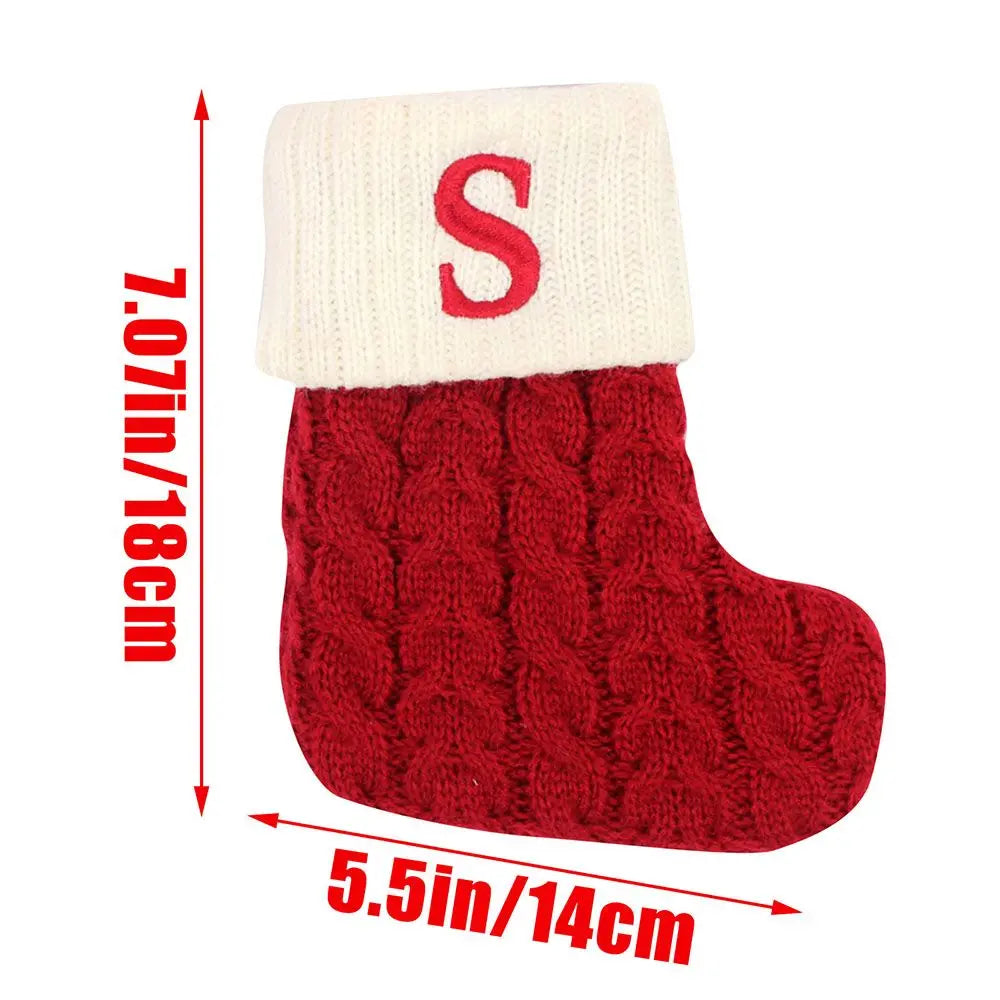 Knitted Christmas Stocking – Alphabet Letter Xmas Décor Gift Christmas Stocking Axl