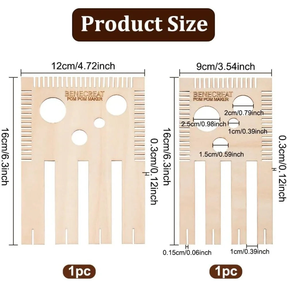 Wood Pom Pom Maker Loom Kit – 4 Sizes DIY Wool Craft Tool Pom Pom Maker Kit Axl