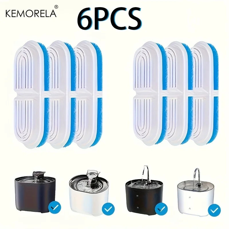 KEMORELA Cat Water Fountain Filters 6/10/16 Pack | Easy Clean Pet Fountain Filter Axl