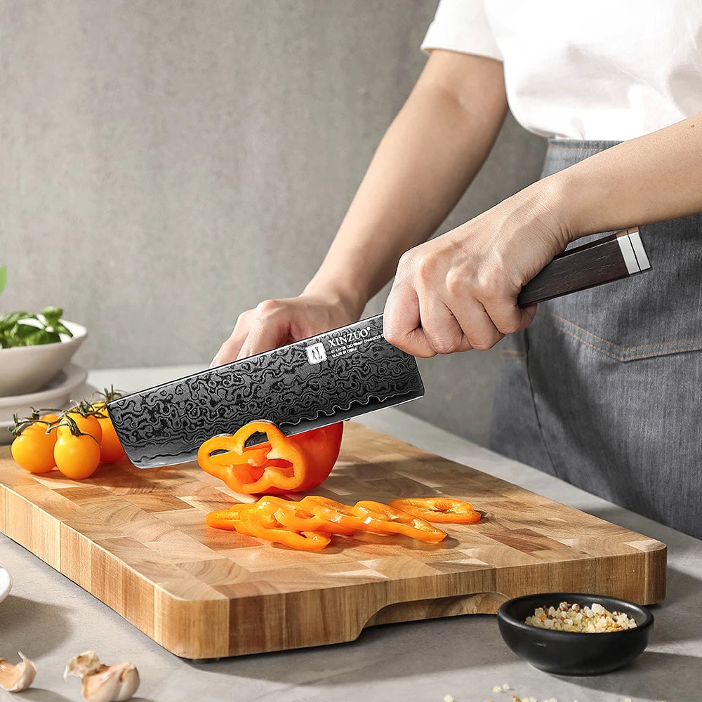 XINZUO 7" Nakiri Knife – 67-Layer Damascus Steel & Ebony Handle Nakiri Kitchen Knife Axl