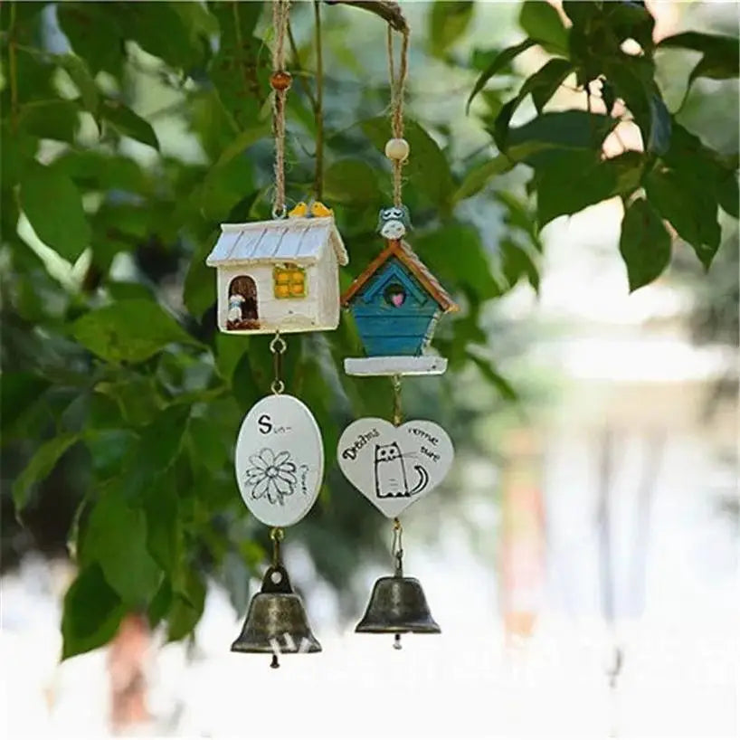 Resin Bird House Wind Chime Ornament | Pastoral Hanging Decor Wind Chime Ornament Axl