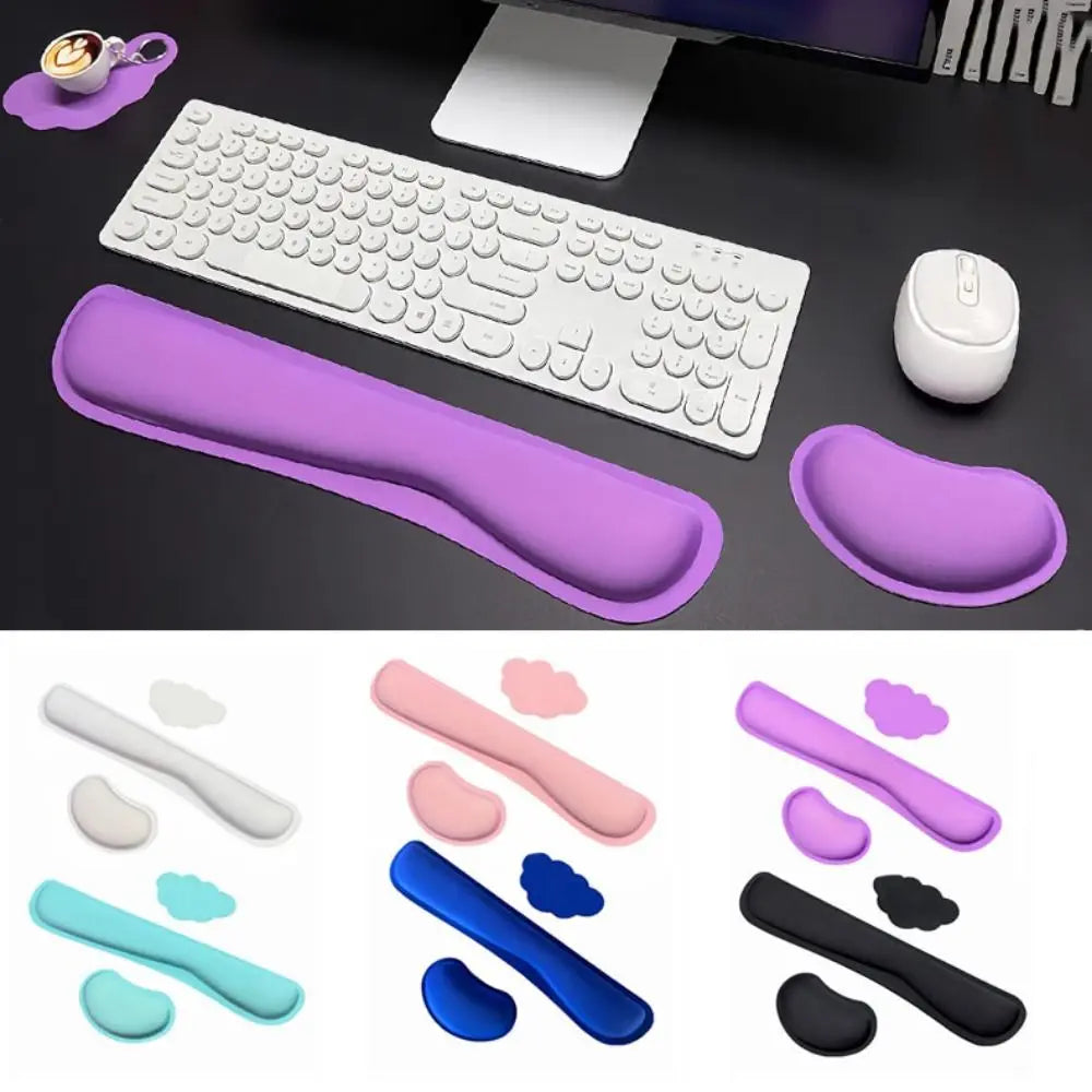 Cloud Shape Keyboard Wrist Rest Set – 3Pc Ergonomic Mouse Pad Wrist Rest Set Axl