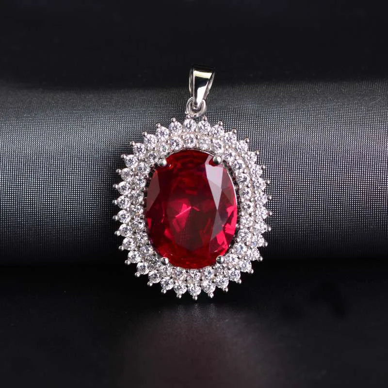Huitan Red Cubic Zirconia Pendant Necklace | Women's Wedding Pendant Necklace Axl