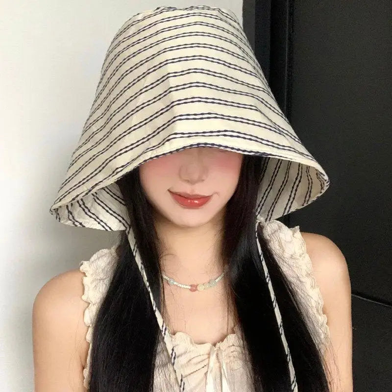 Women's Wide Brim Foldable Striped Bucket Hat | Sun Hat Wide Brim Sun Hat Axl