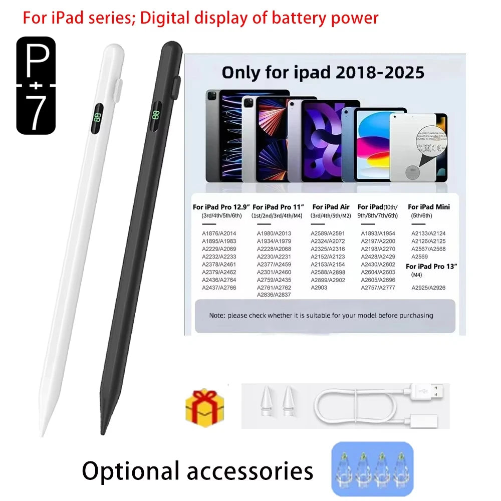 P+7 Stylus Pen for Apple iPad – Tilt, Palm Rejection & Battery Display iPad Stylus Pen Axl