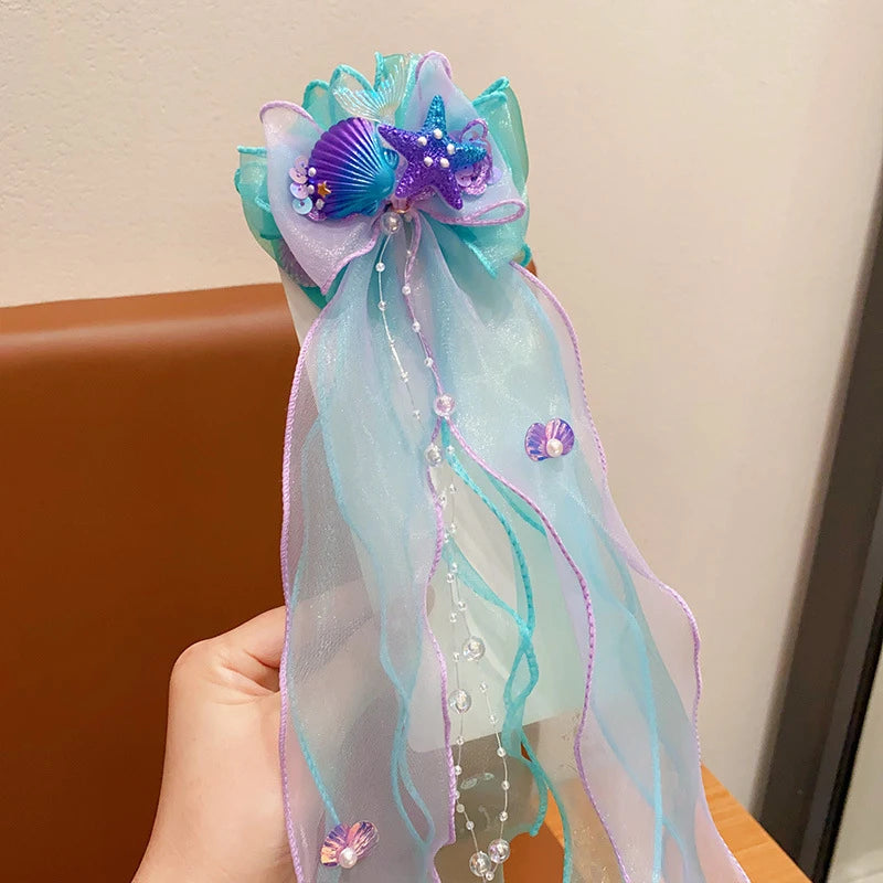 Mermaid Princess Bow Hair Clip – Girls Braided Hair Accessory Hair Clip Accessory Axl N4