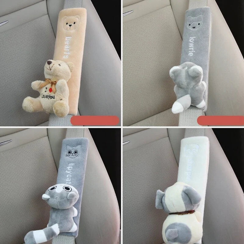 Cute Animal Plush Car Seat Belt Shoulder Pad Cover Universal Seat Belt Cover Axl
