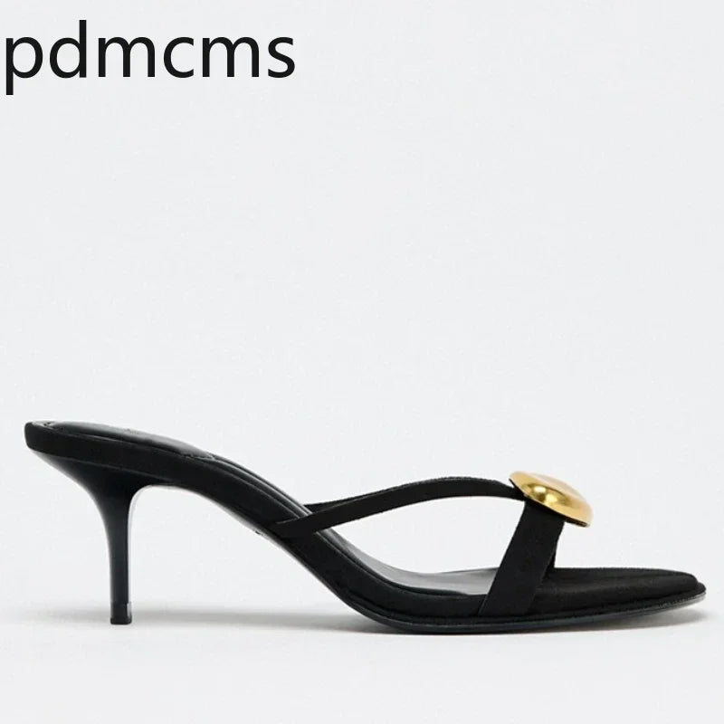 Women's Metal Detail High Heel Sandal Slippers | Summer 2025 High Heel Sandals Axl