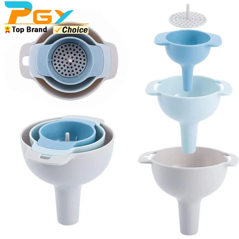 4-in-1 Kitchen Funnel Set with Strainer – BPA-Free Food Grade Kitchen Funnel Set Axl