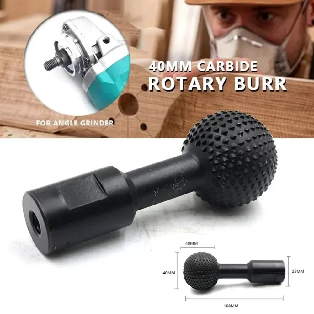 Ball-Shaped Rotary Burr Wood Carving File for Angle Grinder Rotary Carving Burr Axl
